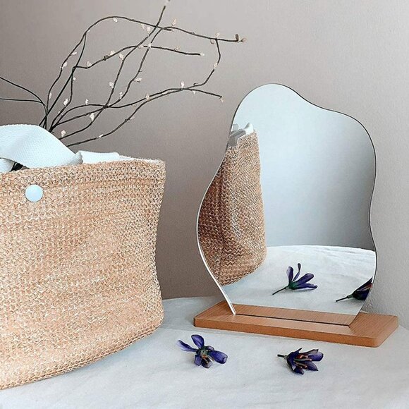 Acrylic Makeup Mirror for Desk with Stand Aesthetic Desk Decor Vanity Mirror Fra - Picture 1 of 7